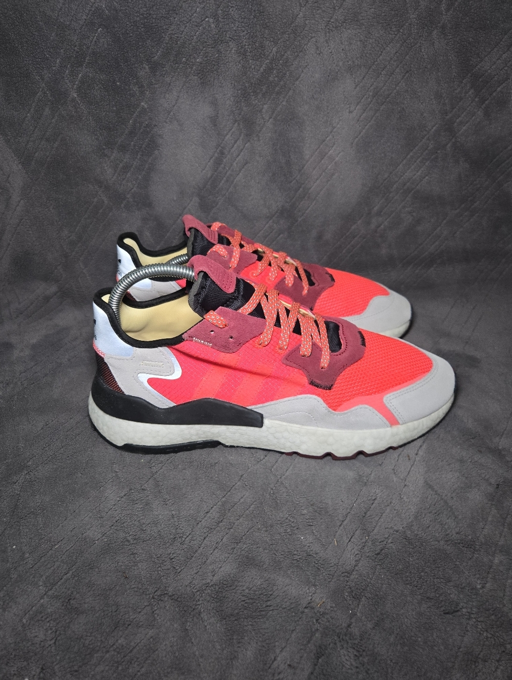 Adidas Original Nite Jogger Shock Red Gray Shoes Mens Sz 12 Athletic Sneakers.